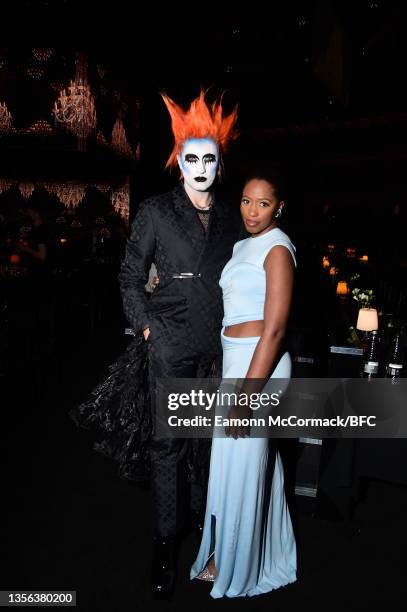 Charles Jeffrey and Bianca Saunders attend The Fashion Awards 2021 at the Royal Albert Hall on November 29, 2021 in London, England.