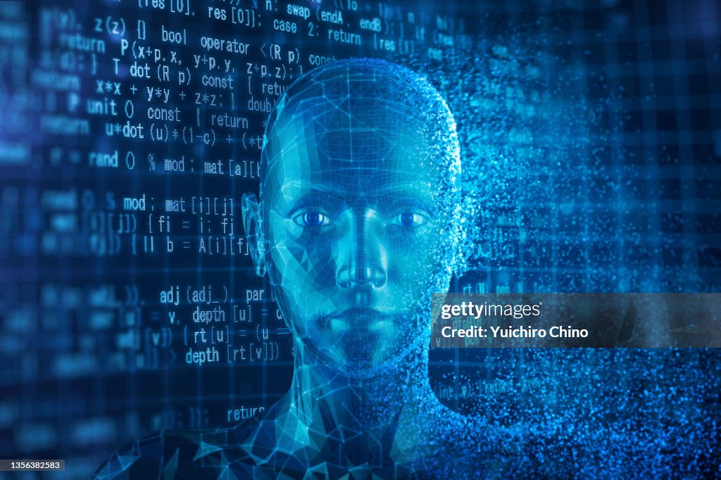 Code Bot Face Image Ai Robot Face And Programming Code High-Res Stock Photo - Getty Images
