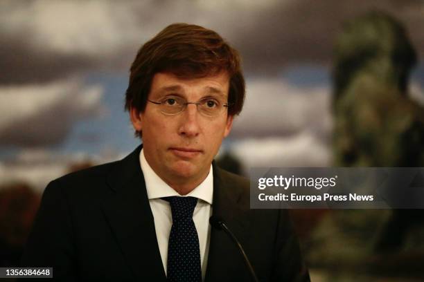 The mayor of Madrid, Jose Luis Martinez-Almeida, in a plenary session of the Madrid City Council, in the Salon de Sesiones of the Palacio de Cibeles,...