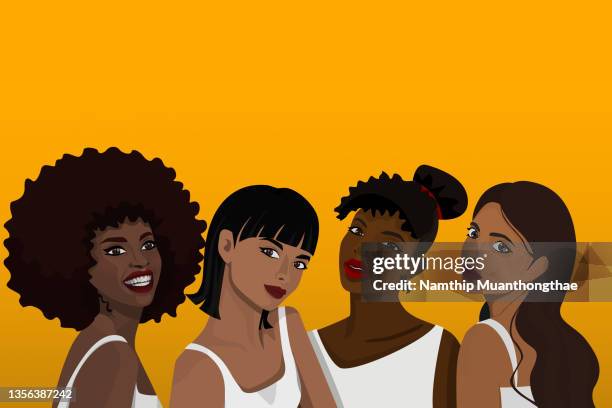 bame illustration concept shows the beautiful women who has different skin color tones and ethnicity that shows people having their own beautiful style. - fashion industry icons stock pictures, royalty-free photos & images