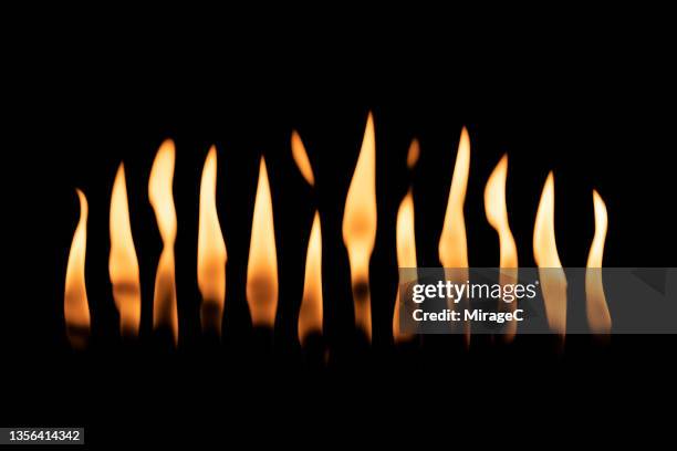 flame collection isolated on black - multi fuel stoves stock pictures, royalty-free photos & images