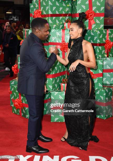 Aml Ameen and Leigh-Anne Pinnock attend the "Boxing Day" World Premiere at The Curzon Mayfair on November 30, 2021 in London, England.