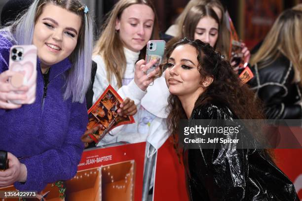 Jade Thirlwall of Little Mix signs autographs at the "Boxing Day" World Premiere at The Curzon Mayfair on November 30, 2021 in London, England.