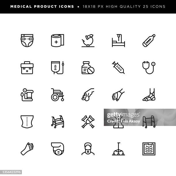 medical products icons - neck pillow stock illustrations