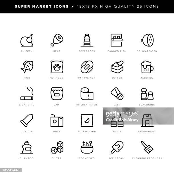 supermarkt-ikonen für e-commerce, huhn, fischkonserven, kosmetika, reinigungsmittel usw. - e zigarette stock-grafiken, -clipart, -cartoons und -symbole