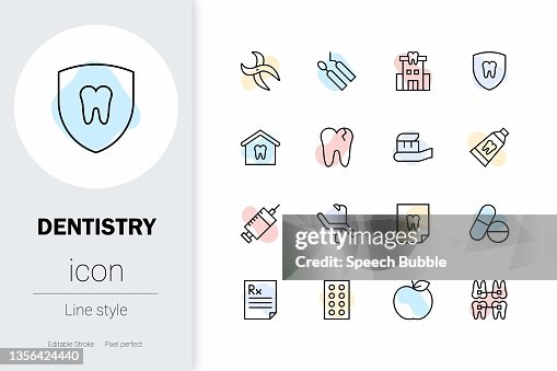 Dentistry, thin line vector icon set. Dentistry, thin line vector icon set.