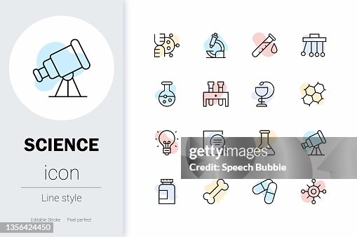 Science, thin line vector icon set. Science, thin line vector icon set.