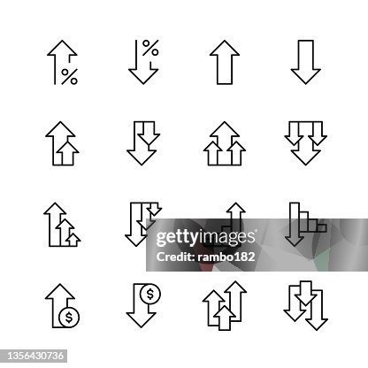 Aumentar y disminuir los iconos de línea. Trazo editable, Contiene iconos tales como Flecha, Gráfico, Diagrama, Finanzas y Economía, Dirección, Gráfico, Crecimiento, Tasa de interés, Inversión, Rendimiento, Planificación, Compartir, Datos del merca Aumentar y disminuir los iconos de línea. Trazo editable, Contiene iconos tales como Flecha, Gráfico, Diagrama, Finanzas y Economía, Dirección, Gráfico, Crecimiento, Tasa de interés, Inversión, Rendimiento, Planificación, Compartir, Datos del merca