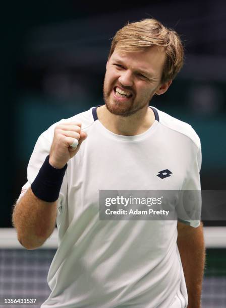 Kevin Krawietz of Germany celebrates during the Men's Doubles match between Joe Salisbury and Neal Skupski of Great Britain and Kevin Krawietz and...