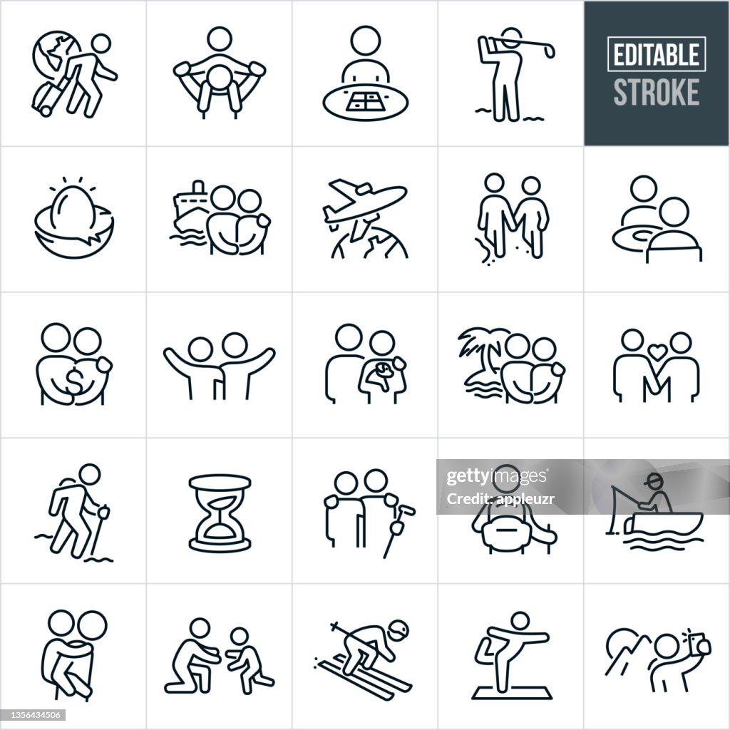 Retirement Thin Line Icons - Editable Stroke