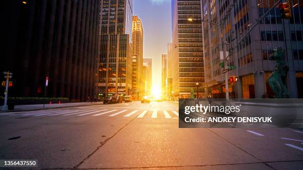 sixth avenue. manhattan.. sunrise. - new york city sunrise stock pictures, royalty-free photos & images