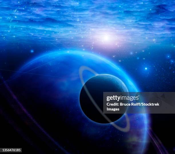 atmosphere and planets in open space. - low orbit stock illustrations