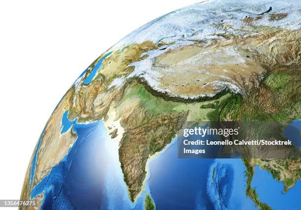 ilustraciones, imágenes clip art, dibujos animados e iconos de stock de detailed earth globe close-up of south asia. - eastern hemisphere