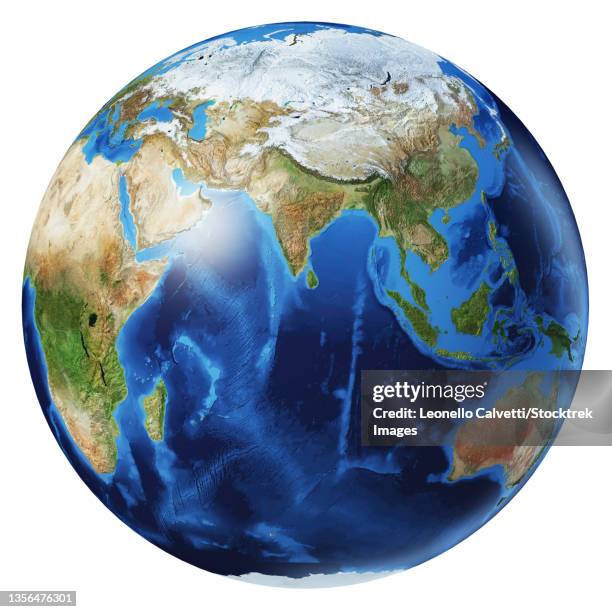 3d illustration of planet earth, centered on asia. - eastern hemisphere stock illustrations