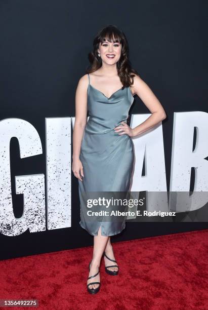 Hayley Orrantia attends the Los Angeles premiere of Netflix's "The Unforgivable" at DGA Theater Complex on November 30, 2021 in Los Angeles,...