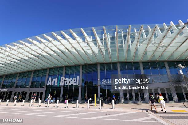 An exterior view of Miami Beach Convention Center during Art Basel Miami Beach on November 30, 2021 in Miami, Florida.