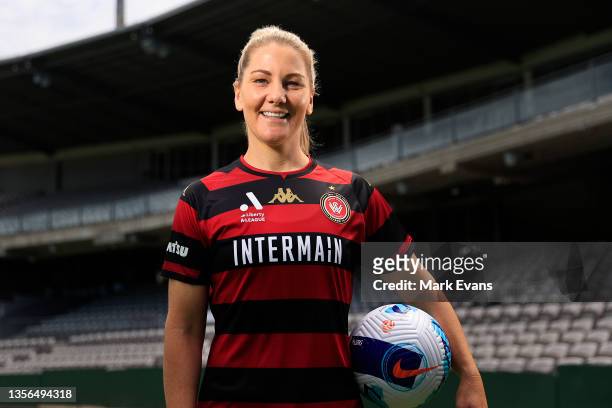 Caitlin Cooper of Western Sydney Wanderers poses for a portrait during an A-League Women media opportunity at Netstrata Jubilee Stadium on December...