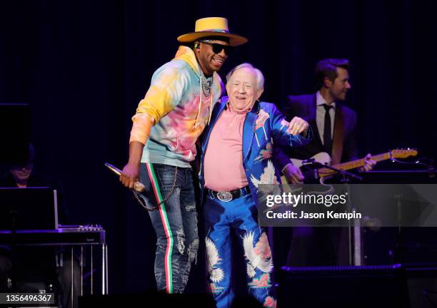 Jimmie Allen and Leslie Jordan perform during the Leslie Jordan & Friends Company's Comin' To The Ryman show at the Ryman Auditorium on November 30,...