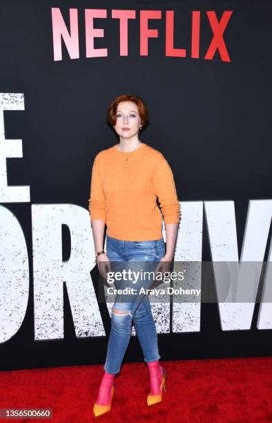 Molly C. Quinn attends the Los Angeles premiere of Netflix's "The Unforgivable" at DGA Theater Complex on November 30, 2021 in Los Angeles,...