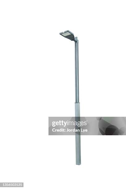 led street light isolate in white background - poteau dappui photos et images de collection