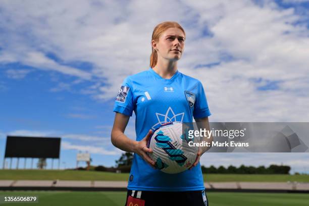 Cortnee Vine of Sydney FC poses for a photo during an A-League Women media opportunity at Netstrata Jubilee Stadium on December 01, 2021 in Sydney,...