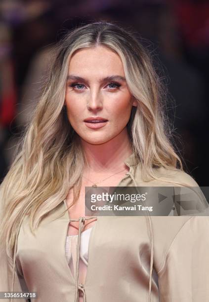 Perrie Edwards attends the world premiere of "Boxing Day" at The Curzon Mayfair on November 30, 2021 in London, England.