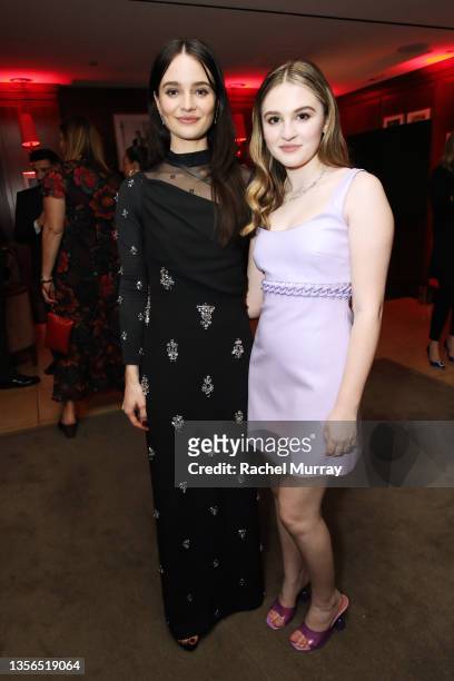 Aisling Franciosi and Emma Nelson attend the after party of the Netflix LA Premiere Of The Unforgivable at Sunset Tower on November 30, 2021 in Los...