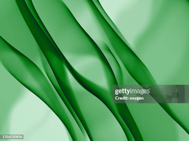 abstract green wave striped motion transparent curves composition fluid transparent shape background - alga marina fotografías e imágenes de stock