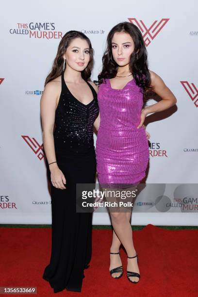Courtney Danforth and Katie Sarife arrive at the Los Angeles premiere of Cranked Up Films' "This Game's Called Murder" held at Cinelounge Outdoors on...