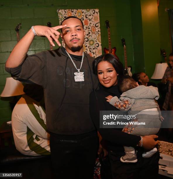 Herbo and Taina Williams backstage during G Herbo In Concert at Tabernacle on November 27, 2021 in Atlanta, Georgia.