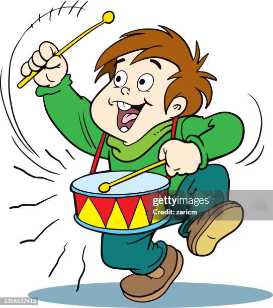 little boy playing drum - kid playing drums stock illustrations