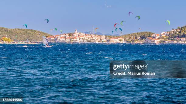 korcula town, korcula island, dalmatia, croatia,  adriatic sea, europe. - korcula island stock pictures, royalty-free photos & images