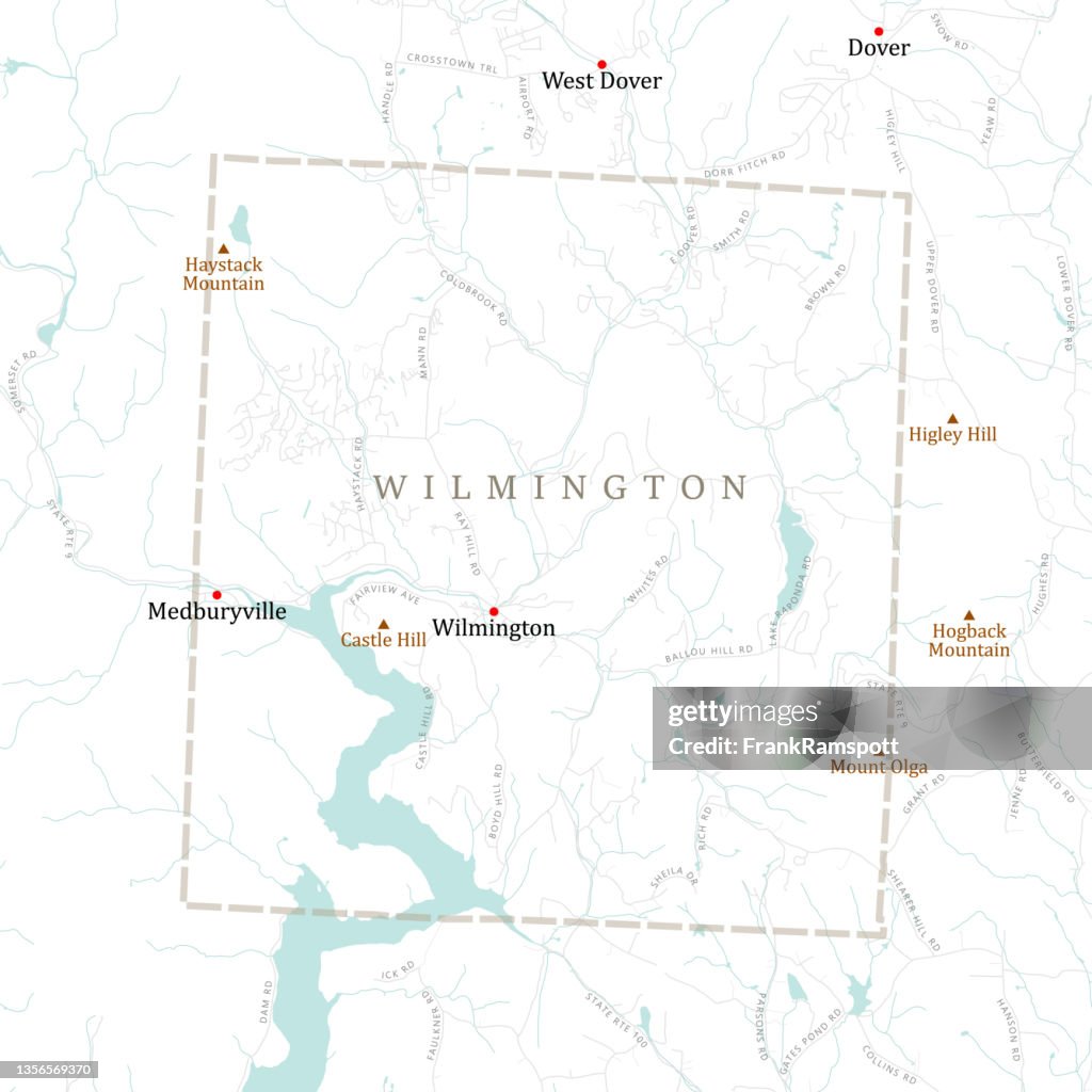 VT Windham Wilmington Vector Road Map