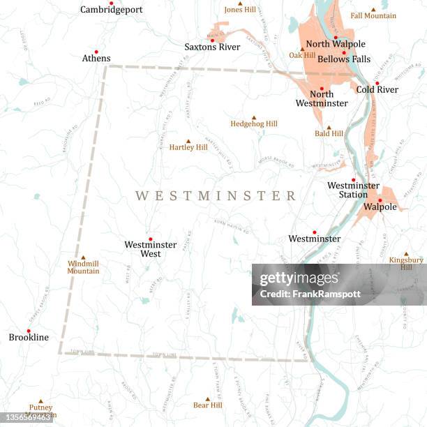 vt windham westminster vector road map - connecticut river stock illustrations