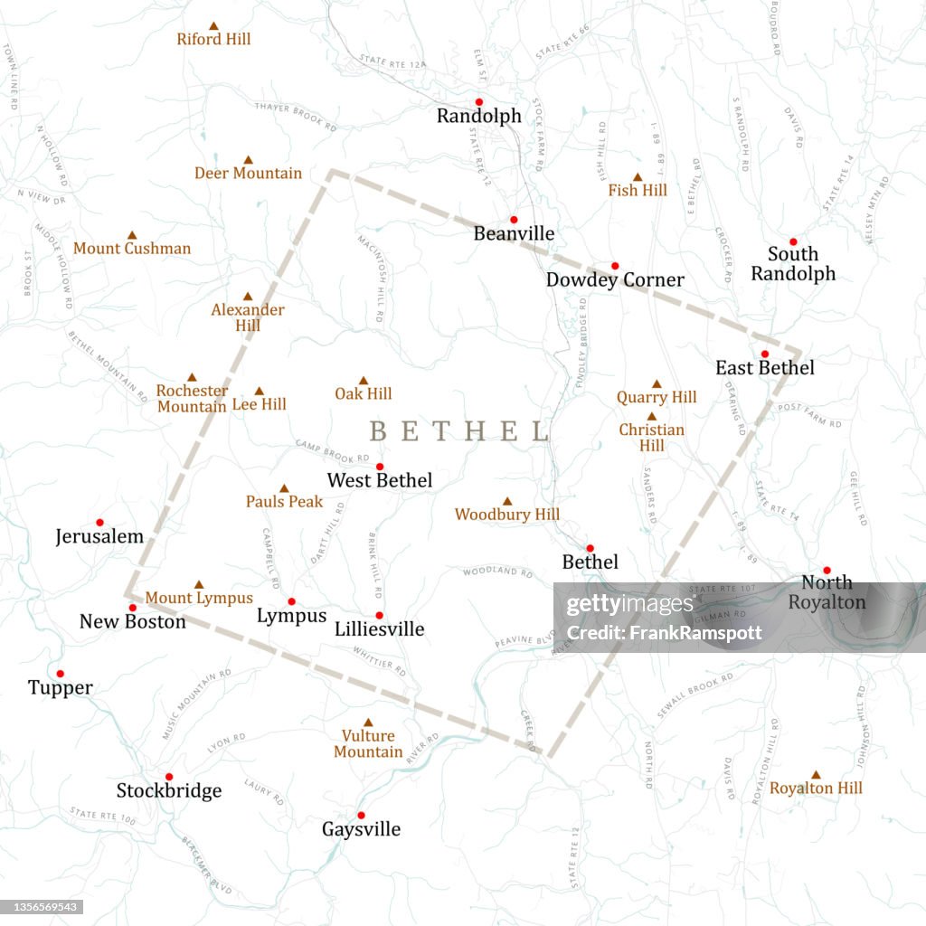 VT Windsor Bethel Vector Road Map