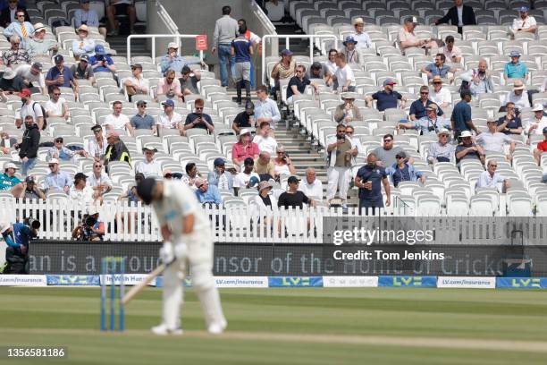 Spectators back watching test cricket during day one of the England v New Zealand 1st test match at Lord's Cricket Ground on June 2nd 2021 in London