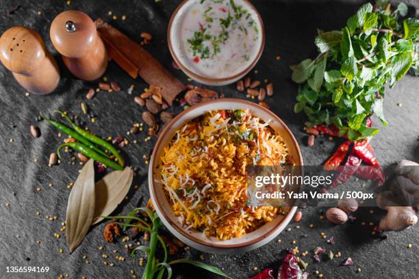 biriyani photography for an indian restaurant based in delhi - biriyani stockfoto's en -beelden