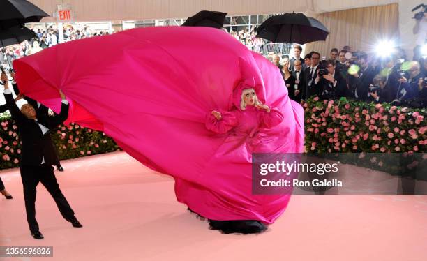 American Pop musician Lady Gaga arrives at the Met Costume Institute Gala 'Camp: Notes on Fashion' exhibition at the Metropolitan Museum of Art, New...