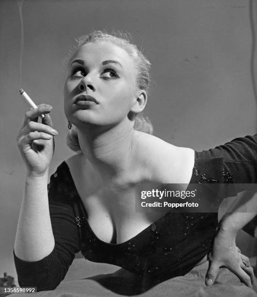 English glamour model and actress Sabrina , 1955.