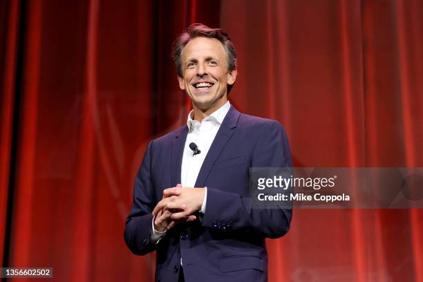 Seth Meyers speaks onstage during Change the Game: The Seventh Annual Grassroot Soccer World AIDS Day Gala at Ziegfeld Ballroom on November 30, 2021...