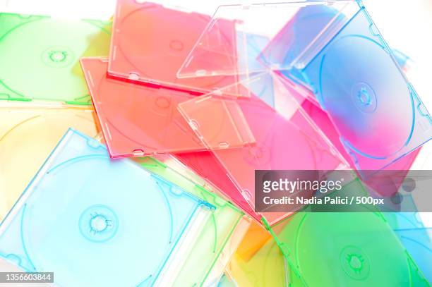 stack of disks isolated on white background - dvd fodral bildbanksfoton och bilder