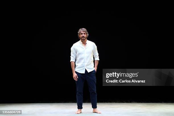 Actor Félix Gómez poses on stage during the 'Una Historia de Amor' theater play at the El Canal Theater on December 01, 2021 in Madrid, Spain.