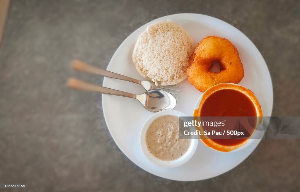 Idli Vada with Sambhar and Chutney,Manor,India
