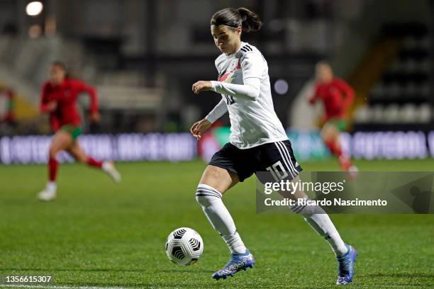Dzenifer Marozsan of Germany during the FIFA Women's World Cup 2023 Qualifier group H match between Portugal and Germany at on November 30, 2021 in...