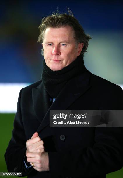 Pundit, Steve McManaman looks on prior to the Premier League match between Everton and Liverpool at Goodison Park on December 01, 2021 in Liverpool,...