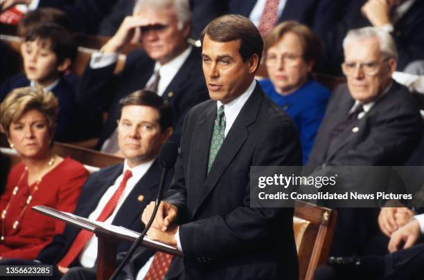 Representative & Republican Conference Chairman John Boehner makes a speech on floor of the US House of Representatives, Washington DC, January 4,...