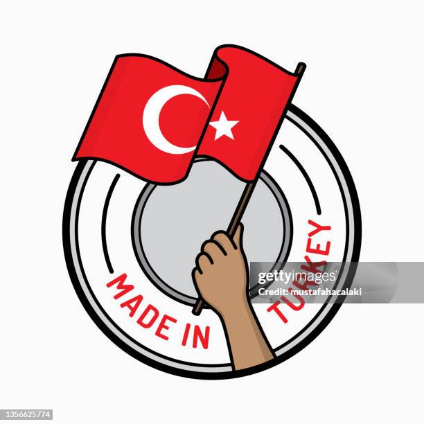 ilustraciones, imágenes clip art, dibujos animados e iconos de stock de insignia con bandera turca - bandera turca