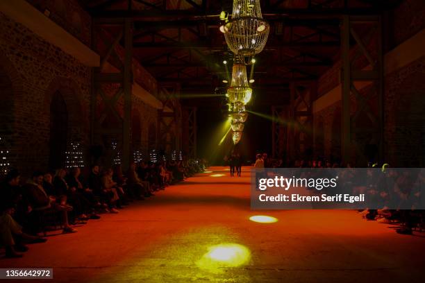 General view of runway area at Hakan Akkaya x Cinderella Bridal Capsule Collection at Tersane Istanbul on November 30, 2021 in Istanbul, Turkey.