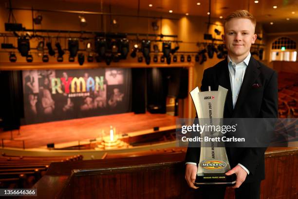 The 2021 NASCAR ARCA Menards Series championship driver, Ty Gibbs poses for photos on Broadway December 01, 2021 in Nashville, Tennessee.
