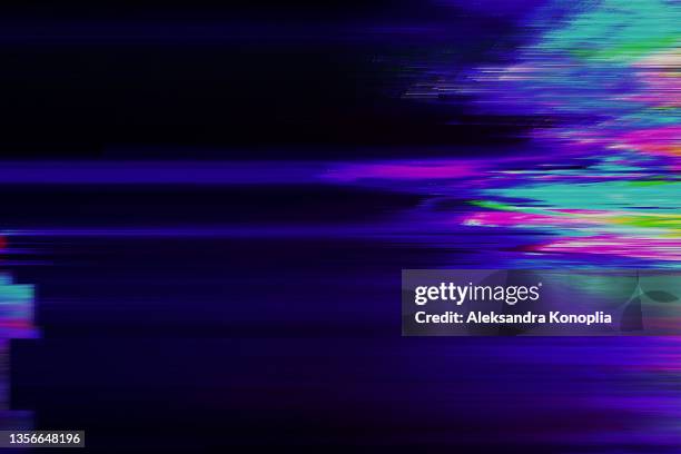 motion glitch interlaced multicolored distorted textured futuristic overlay background - distorted image stock-fotos und bilder